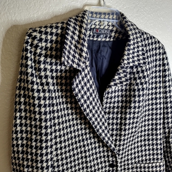 Escada Houndstooth One Button Wool blazer Jacket Sz 38/ M - Picture 2 of 8